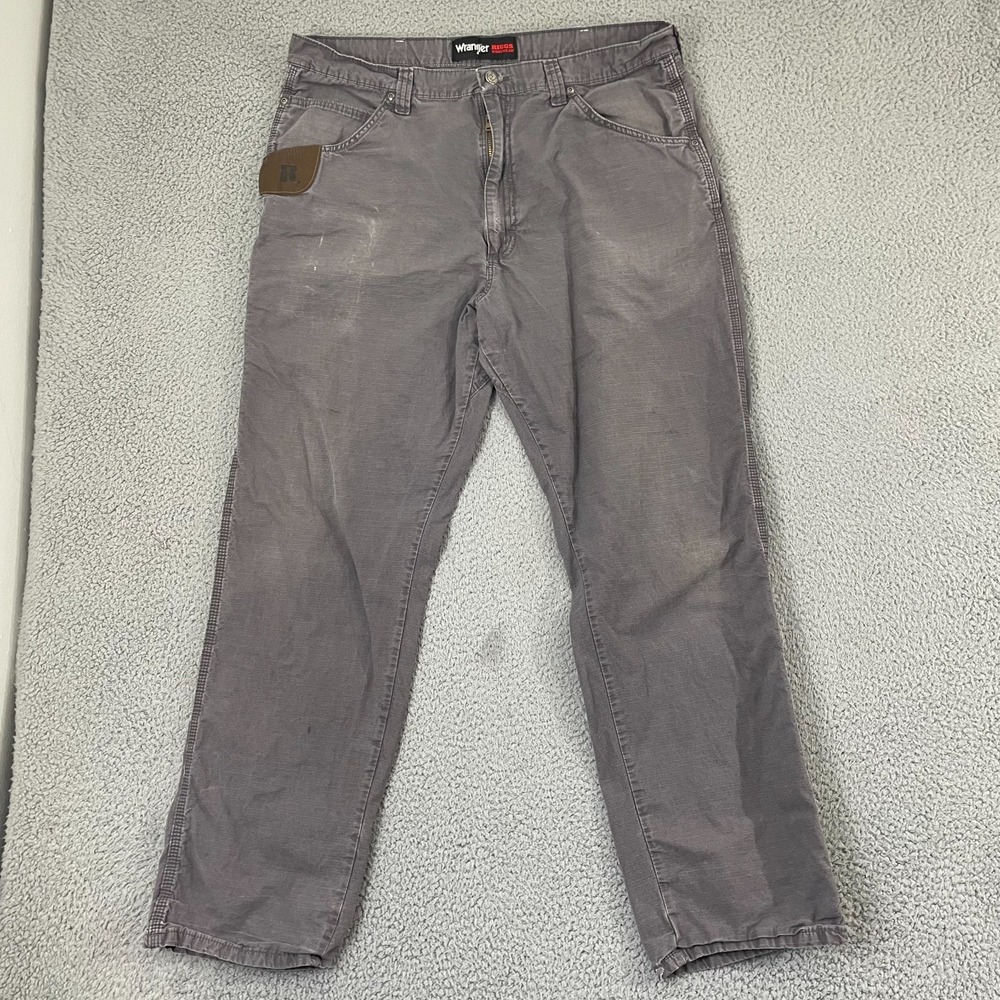 Wrangler Riggs Cargo Pants Men 38x32 Gray Ripstop Workwear Utility